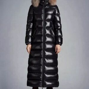 Moncler Hudson long down puffer coat, black  size 2